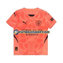 Segunda Equipación del Manchester City Portero 2024-2025 Naranja Manga Corta para Hombre