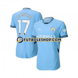 Primera Equipación del Manchester City Kevin De Bruyne 17 2024-2025 Azul Manga Corta para Hombre