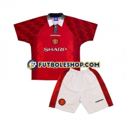 Primera Equipación del Manchester United Retro 1996 Manga Corta para Niño (Camiseta y pantalón)