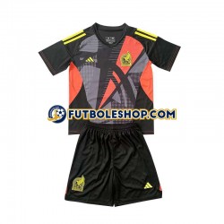 Primera Equipación del México Portero 2024 Negro Manga Corta para Niño (Camiseta y pantalón)