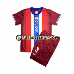 Primera Equipación del Noruega Erling Haaland 9 2024 Rojo Manga Corta para Niño (Camiseta y pantalón)