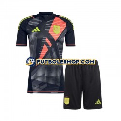 Segunda Equipación del España Portero Euro 2024 Negro Manga Corta para Niño (Camiseta y pantalón)