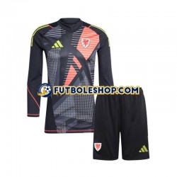 Primera Equipación del Gales Portero 2024 Negro ML para Niño (Camiseta y pantalón)