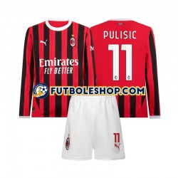 Primera Equipación del AC Milan Christian Pulisic 11 2024-2025 ML para Niño (Camiseta y pantalón)