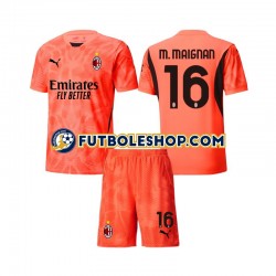 Cuarta Equipación del AC Milan Portero Mike Maignan 16 2024-2025 Manga Corta para Niño (Camiseta y pantalón)