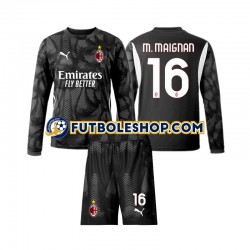 Primera Equipación del AC Milan Portero Mike Maignan 16 2024-2025 Negro ML para Niño (Camiseta y pantalón)