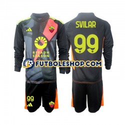 Primera Equipación del AS Roma Portero Mile Svilar 99 2024-2025 ML para Niño (Camiseta y pantalón)