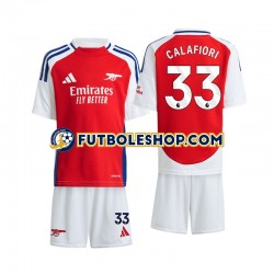Primera Equipación del Arsenal Calafiori 33 2024-2025 Manga Corta para Niño (Camiseta y pantalón)