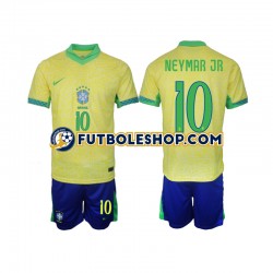 Primera Equipación del Brasil Neymar JR 10 2024 Manga Corta para Niño (Camiseta y pantalón)