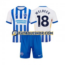 Primera Equipación del Brighton Hove Albion WELBECK 18 2024-2025 Manga Corta para Niño (Camiseta y pantalón)