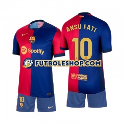 Primera Equipación del FC Barcelona Ansu Fati 10 2024-2025 Manga Corta para Niño (Camiseta y pantalón)