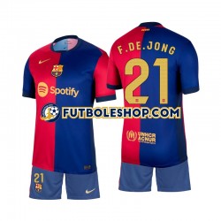 Primera Equipación del FC Barcelona Frenkie de Jong 21 2024-2025 Manga Corta para Niño (Camiseta y pantalón)