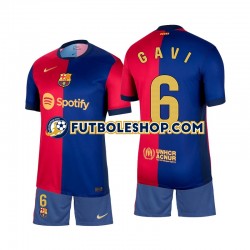 Primera Equipación del FC Barcelona Gavi 6 2024-2025 Manga Corta para Niño (Camiseta y pantalón)