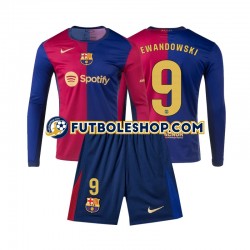 Primera Equipación del FC Barcelona Lewandowski 9 2024-2025 ML para Niño (Camiseta y pantalón)