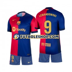 Primera Equipación del FC Barcelona Lewandowski 9 2024-2025 Manga Corta para Niño (Camiseta y pantalón)