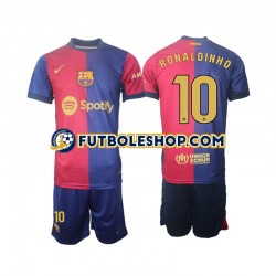 Primera Equipación del FC Barcelona Ronaldinho 10 2024-2025 ML para Niño (Camiseta y pantalón)