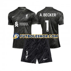 Primera Equipación del Liverpool Portero Alisson Becker 1 2024-2025 Manga Corta para Niño (Camiseta y pantalón)