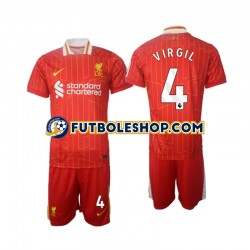 Primera Equipación del Liverpool Virgil 4 2024-2025 Manga Corta para Niño (Camiseta y pantalón)