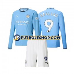 Primera Equipación del Manchester City Erling Haaland 9 2024-2025 ML para Niño (Camiseta y pantalón)
