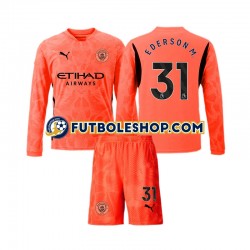 Segunda Equipación del Manchester City Portero Ederson Moraes 31 2024-2025 ML para Niño (Camiseta y pantalón)