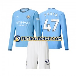 Primera Equipación del Manchester City Phil Foden 47 2024-2025 ML para Niño (Camiseta y pantalón)