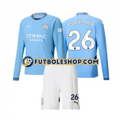 Primera Equipación del Manchester City Savinho 26 2024-2025 ML para Niño (Camiseta y pantalón)