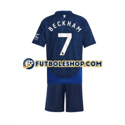 Segunda Equipación del Manchester United Beckham 7 2024-2025 Manga Corta para Niño (Camiseta y pantalón)