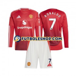 Primera Equipación del Manchester United Cristiano Ronaldo 7 2024-2025 ML para Niño (Camiseta y pantalón)