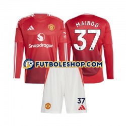 Primera Equipación del Manchester United Kobbie Mainoo 37 2024-2025 ML para Niño (Camiseta y pantalón)