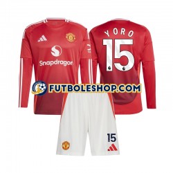 Primera Equipación del Manchester United Leny Yoro 15 2024-2025 ML para Niño (Camiseta y pantalón)