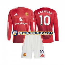 Primera Equipación del Manchester United Marcus Rashford 10 2024-2025 ML para Niño (Camiseta y pantalón)