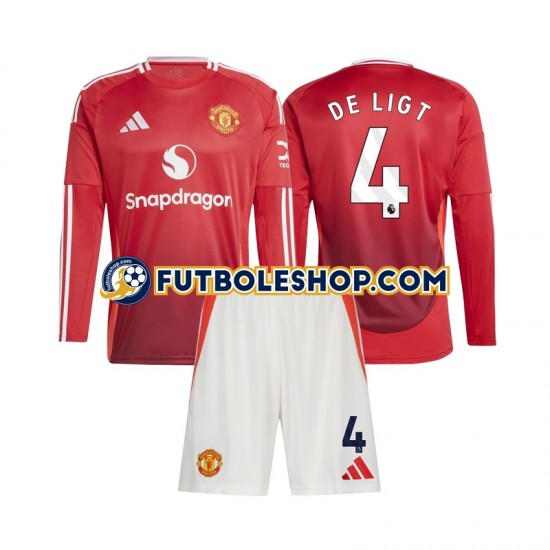 Primera Equipación del Manchester United Matthijs de Ligt 4 2024-2025 ML para Niño (Camiseta y pantalón)