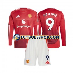 Primera Equipación del Manchester United Rasmus Hojlund 9 2024-2025 ML para Niño (Camiseta y pantalón)