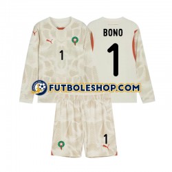 Segunda Equipación del Marruecos Portero Yassine Bounou 1 2024 ML para Niño (Camiseta y pantalón)