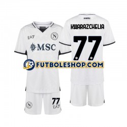Segunda Equipación del Napoli Khvicha Kvaratskhelia 77 2024-2025 Manga Corta para Niño (Camiseta y pantalón)