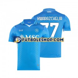 Primera Equipación del Napoli Khvicha Kvaratskhelia 77 2024-2025 Manga Corta para Hombre