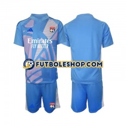 Tercera Equipación del Olympique de Lyon Portero 2024-2025 Azul Manga Corta para Niño (Camiseta y pantalón)