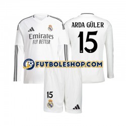Primera Equipación del Real Madrid Arda Guler 15 2024-2025 ML para Niño (Camiseta y pantalón)