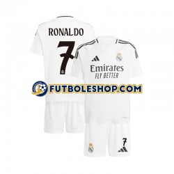 Primera Equipación del Real Madrid Cristiano Ronaldo 7 2024-2025 Manga Corta para Niño (Camiseta y pantalón)