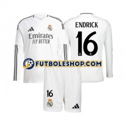 Primera Equipación del Real Madrid Endrick 16 2024-2025 ML para Niño (Camiseta y pantalón)