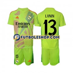 Cuarta Equipación del Real Madrid Portero Lunin 13 2024-2025 Manga Corta para Niño (Camiseta y pantalón)