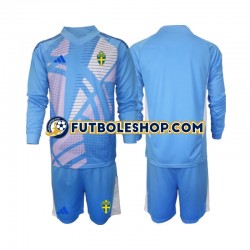 Segunda Equipación del Suecia Portero 2024 Azul ML para Niño (Camiseta y pantalón)