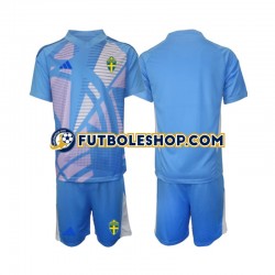Segunda Equipación del Suecia Portero 2024 Azul Manga Corta para Niño (Camiseta y pantalón)